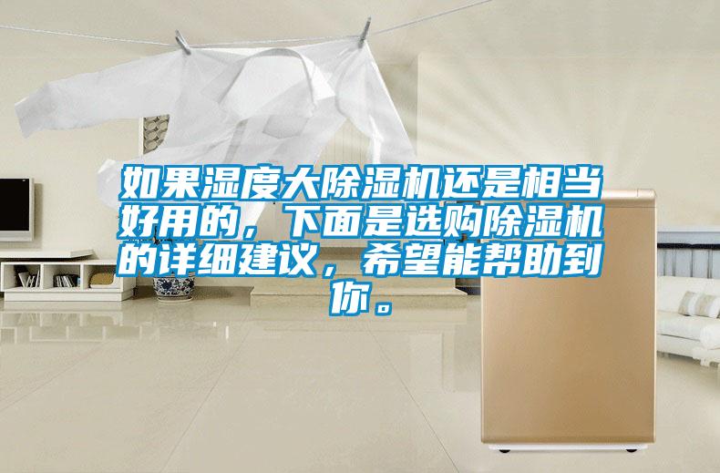 如果濕度大除濕機還是相當好用的，下面是選購除濕機的詳細建議，希望能幫助到你。